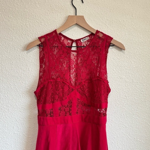 Intimately Free People Small Womens Lace Red Mini Dress Boho Wedding Holiday - Picture 2 of 7